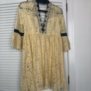Free People Cream Lace Dress